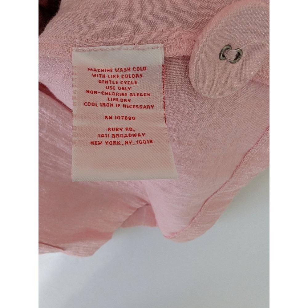 Ruby Rd Woman Pink Button Front Satin Jacket Ruffle Cuff Career Casual Top 18W - Picture 7 of 9